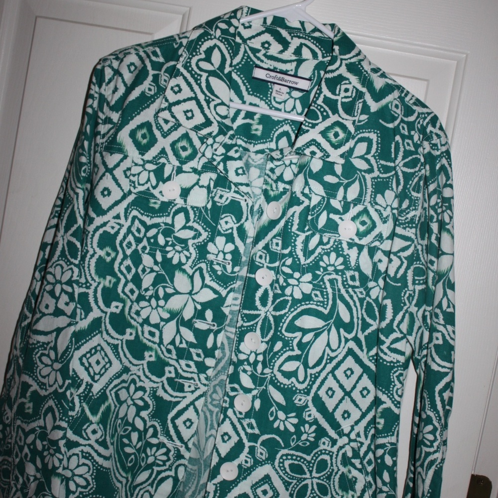 Spring Jacket -  Kelly Green and White, size large